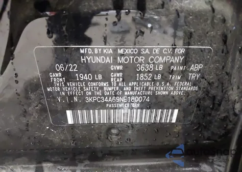 2022 Hyundai Accent Limited from USA, damaged, VIN 3KPC34A69NE180074